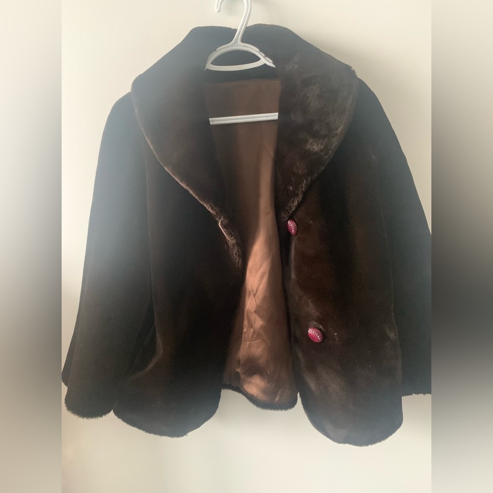 1960s fur coat vintage burgundy fur leather lined warm